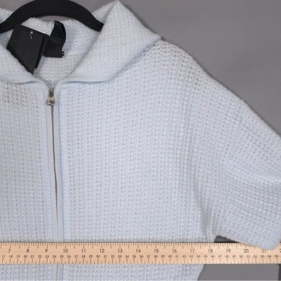 NWT MAGASCHONI 100% CASHMERE Women’s Knit Full Zip Hoodie DELICATE BLUE Size S/P - Picture 4 of 9